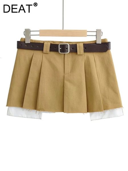 

skirts deat 2023 spring fashion women low waist with belt clothes two pieces pleated mini skirt female short wy57604l 230703, Black