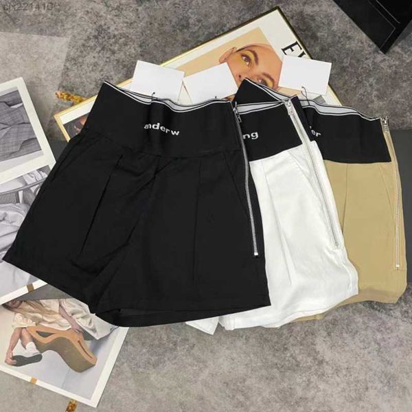 

summer womens designer shorts fashion letter ribbon elastic waist shorts side zipper pants wide leg sweatpants hgvp, White;black