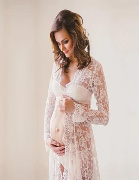 

lace dresses po shoot summer long pregnancy for pography maternity gown costumes nursing dress q1905216967206, White
