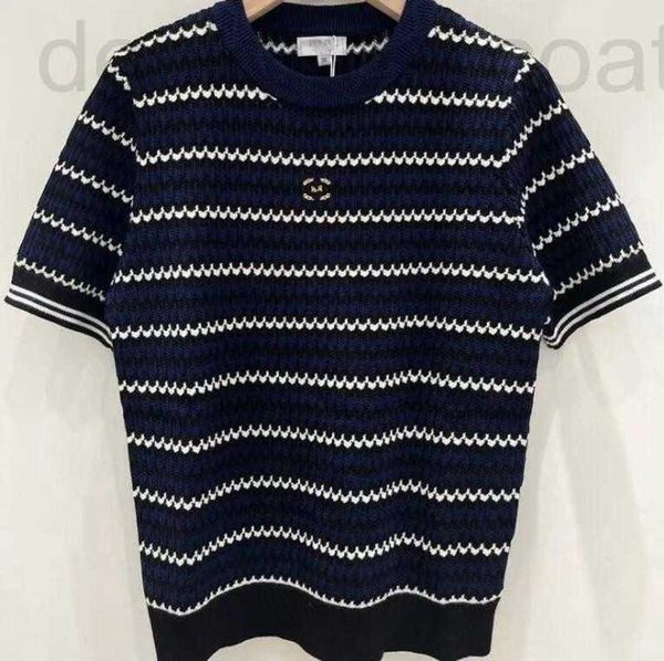 

women's t-shirt designer classic stripes t shirt women summer short sleeve knitted tshirt tee v8yh, White