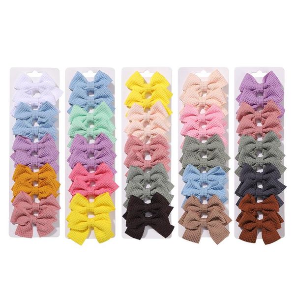 

1.6 inch solid color ribbon kids bows hair clips baby girls handmade bowknot hairpin mini barrettes hair accessories, Slivery;white