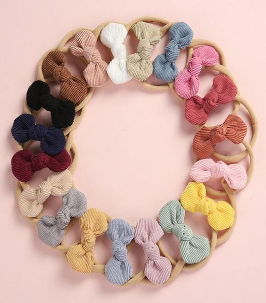 

baby corduroy headband nylon round bow headbands for girls newborn elastic head band toddler cute headwear hair accessories5764325, Slivery;white