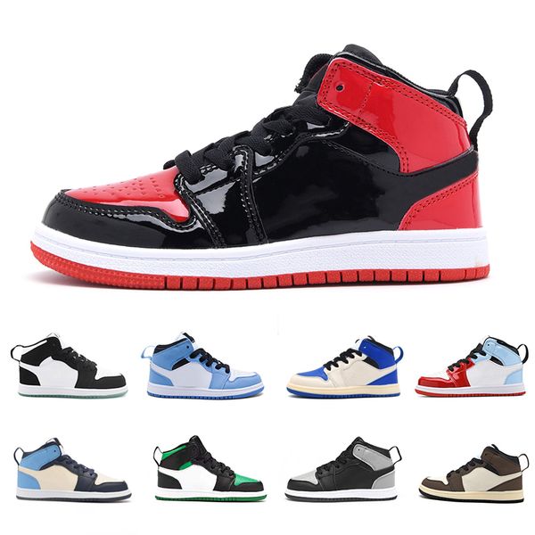 

infants 1 1s kids basketball shoes children athletic sneaker game royal obsidian chicago bred mid tie-dye kids grils boys outdoor trainers s, Black