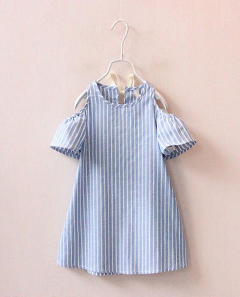 

kids baby girls short sleeve princess dress party wedding striped clothes popular summer casual sundress outfits2601399, Red;yellow