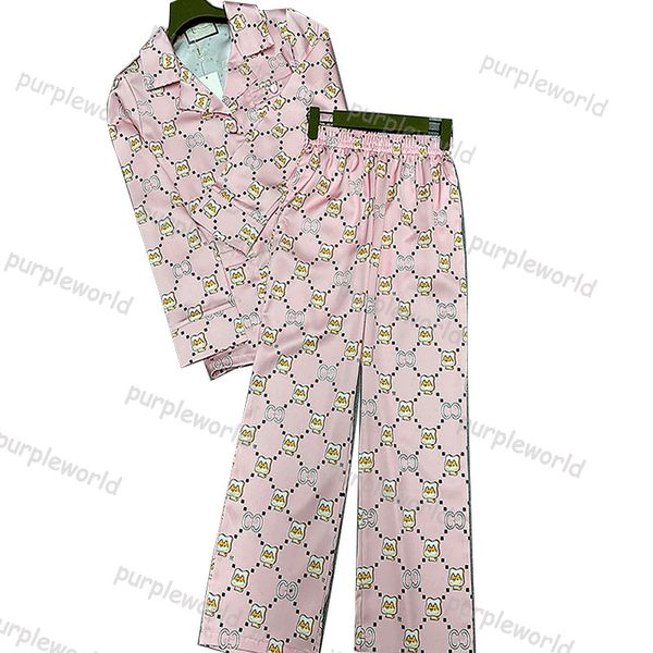 

pajamas girls cartoon jacquard design pajamas set home wear casual fashion silk long sleeved trousers two piece set