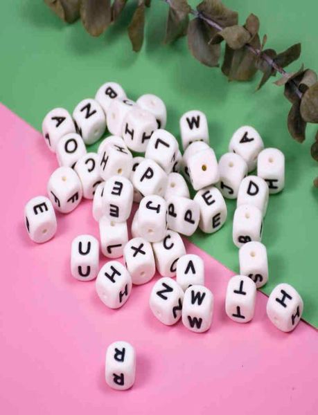 

12 mm 100 pcs silicone letters beads english alphabet baby teether for personalized name diy pacifier chain clip toys 2201257375016