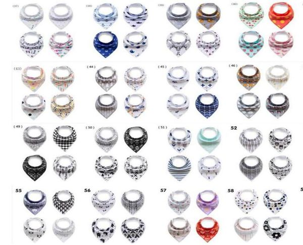 

163style baby ins bibs sets burp cloths infant bandana saliva cloth 100 cotton triangle bibs 4pcslot cartoon baby bibs newborn b6872390