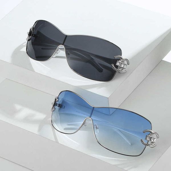 

new style diamond inlaid metal y2k spicy girls' small fragrance show light luxury ins net red sunglasses trend, White;black