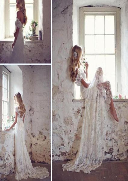 

beaded lace wedding dresses matched bow court train custom made vneck elegant beach bridal gowns with cap sleeve9924914, White