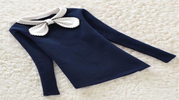 

autumn girls blouse children clothing cute bow child shirt cotton long sleeve shirt kids clothes 4 colors age 216t 1584 y2007043278962, White;black