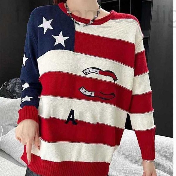 

women's sweaters designer 23ss brand designer women striped round neck sweater cc autumn winter new high-end little fragrance college s, White;black