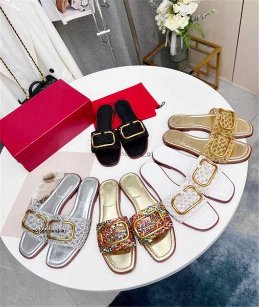 

with box valentinoly''designer vt sandal es women summer slippers genuine lady bench shoes stylish leather comfortable female flat, Black