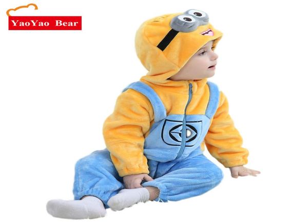 

minions baby clothes romper infant costume new spring hooded flannel toddler romper infant jumpsuit clothing baby costume j1905244604952, White