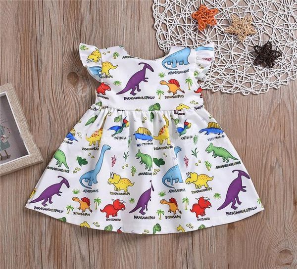 

summer kids clothes baby girls vest dresses little flying sleeve cartoon printed princess skirt kids designer clothes girls jy5862901437, Red;yellow