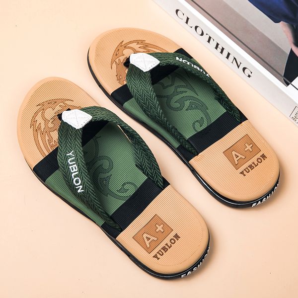 

slippers summer 2023 men's flipflops wear fashionable eva material antiskid outsole wearresistant clip on sandals for men 230703, Black