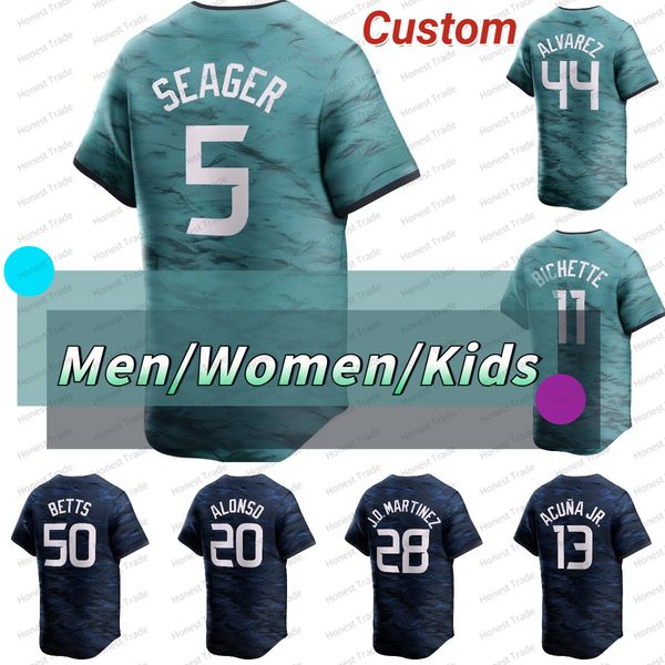 

all star 2023 baseball jersey seager yordan alvarez bo bichette austin riley jose ramirez diaz jose ramirez acuna jr. mookie betts griffey r, Blue;black