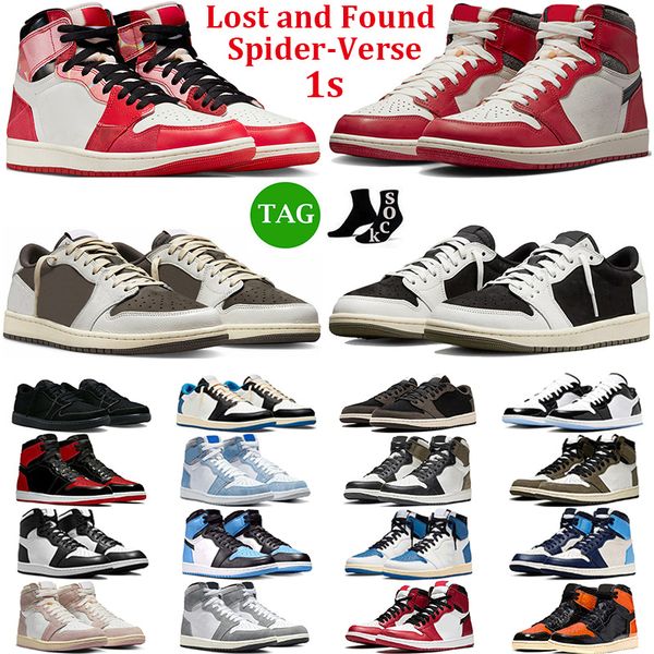 

men women 1 high og basketball shoes 1s low black phantom reverse mocha olive concord spider-verse lost found bred patent mens trainers spor