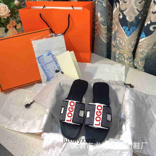 

sandal women oran designer 2023 girl h slipper stars same style h family women's summer leather flat shoes wearing thick heel