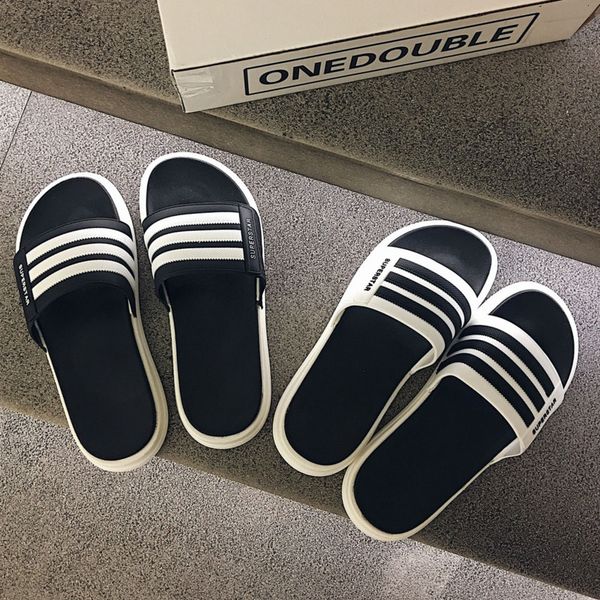 

slippers slippers men's summer fashion korean slippers men's and women's outdoor trend sandals men's beach flip flops ca, Black