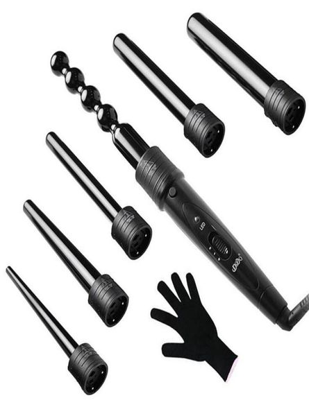 

6 in 1 curling wand set ceramic hair curling tong hair curl iron the wand hair curler roller gift set 0932mm curler wand9311805