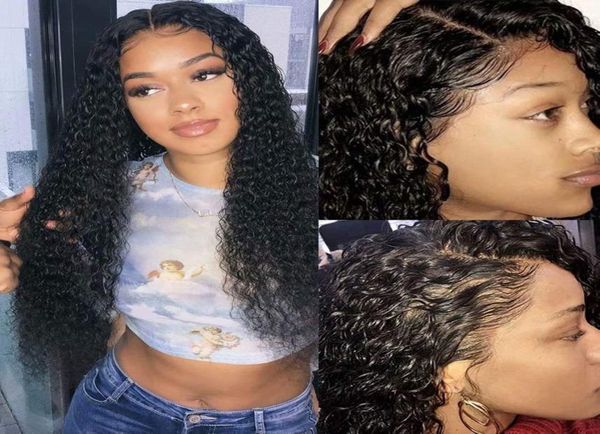 

lace front wigs human hair 13x4 brazilian deep part curly wig remy weave hair lace frontal wigs natural color 150 density4404107, Black;brown