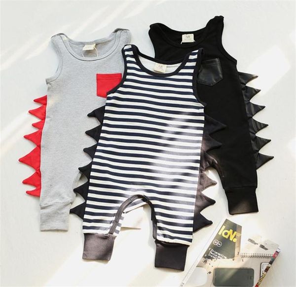 

baby boys girls sleeveless dinosaur jumpsuits cotton toddler infant climbing clothes newborn rompers onesies kids summer clothing1658151, Blue