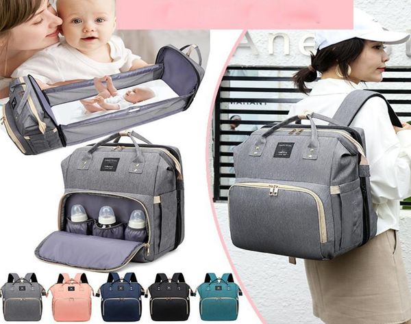 

large capacity diaper bag mummy birthing backpack travel portable shoulder multifunction fold bed bags waterproof stylish pack lj24795883