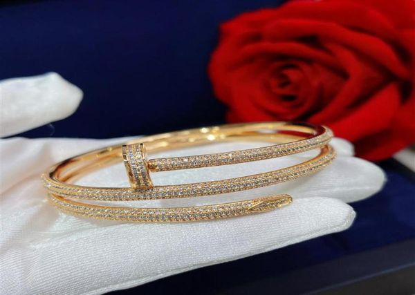 

screw full drill nails gold bracelets women bangles punk for gift luxurious superior quality jewelry three circle bracelet180v9865334, Black