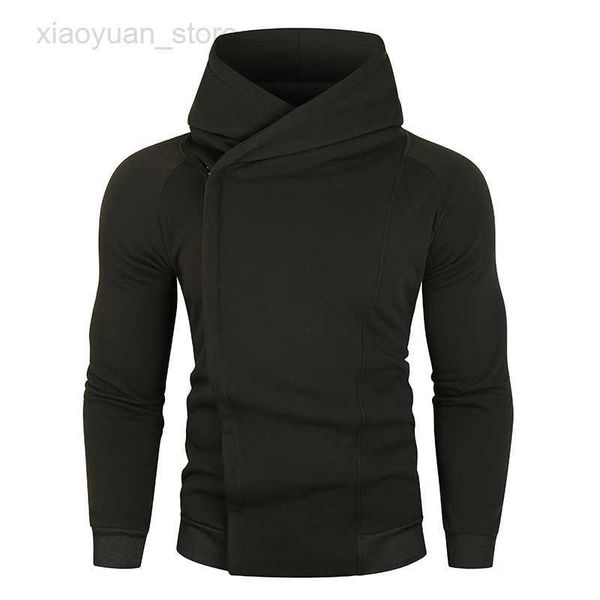 

men's hoodies men's hoodie one piece sweatshirt diagonal zipper korean fashion streetwear hood sweatshirt men's t-shirt plush, Black