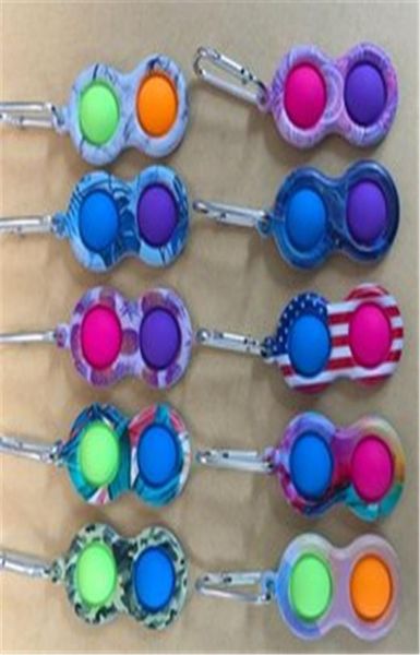 

us flag camouflage push bubble keychain fidget bubble key ring keychain sensory squeeze bubbles toy silicone stress relief ball to1410345, Blue