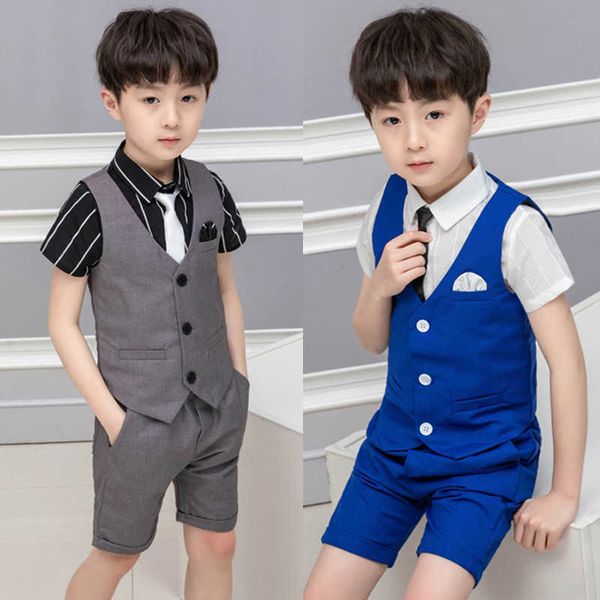 

suits summer school kids fashion vest suits blue children vest pgraphy dress for prom new brand baby boys evening clotheshkd230704, Black