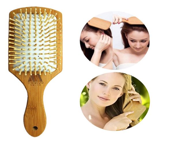 

wooden bamboo hair vent brush brushes hair care and beauty spa massager massage comb hairbrush escova de cabelo8295005, Silver