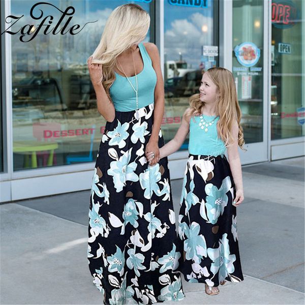 

family matching outfits zafille mom and daughter matching clothes patchwork floral long dresses mother daughter summer mommy and daughter sa, Blue