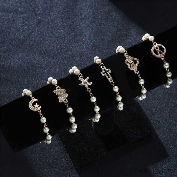 

charm bracelets rhineston pearl bracelet for women exquisite cross moon butterfly heart metal adjustable fashion bracelets summer jewelry r2, Golden;silver