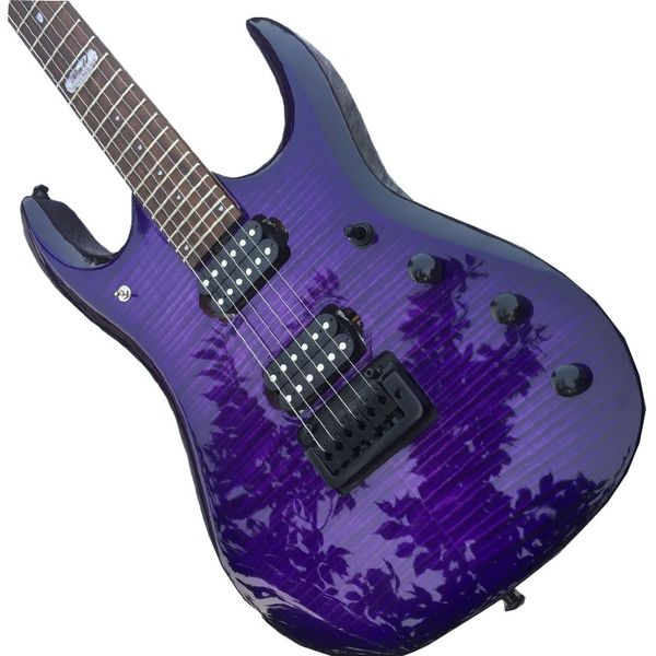 

factory customized purple electric guitar, basswood body 6 string high-quality