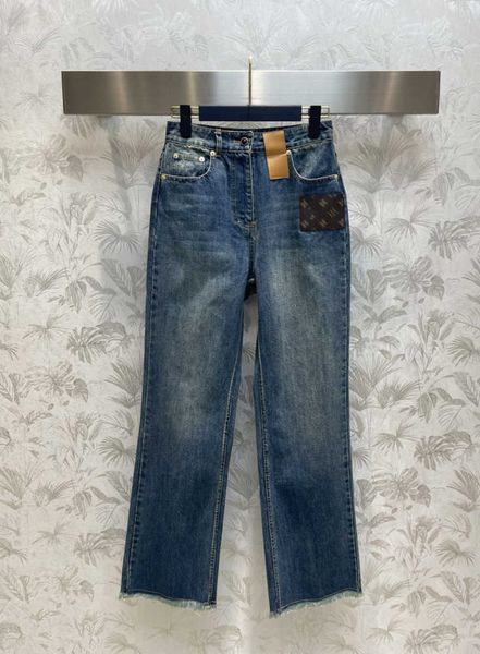 

fashion items designer jean leisure women pant vintage blue pieced leather fur trim straight leg pants slim and skinny refined fit jeans wom