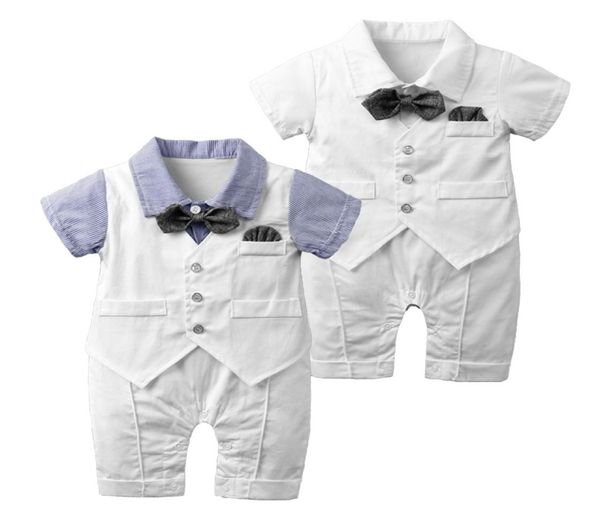 

baby rompers false vest bow tie gentleman short sleeve jumpsuit7752296, Blue