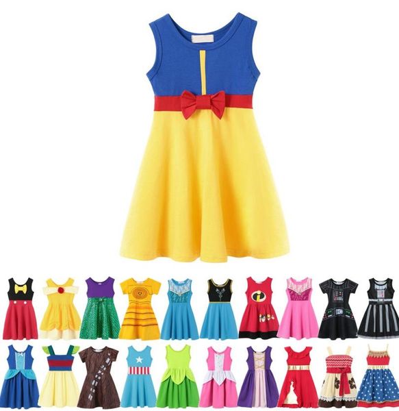 

32 style little girls princess summer cartoon children kids princess dresses casual clothes kid trip frocks party costume dropping4457439, Red;yellow
