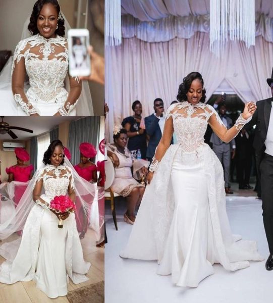 

2021 arabic gowns aso ebi luxurious lace beaded wedding dresses long sleeves plus size mermaid bridal vestidos de novia5948726, White