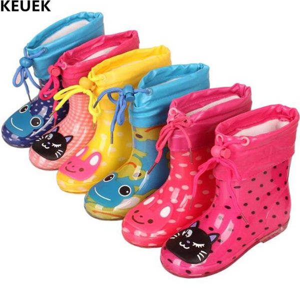 

autumn winter rain boots children with plush warm ankle boots boys baby toddler pvc waterproof water shoes kids girls 03b8641944, Black