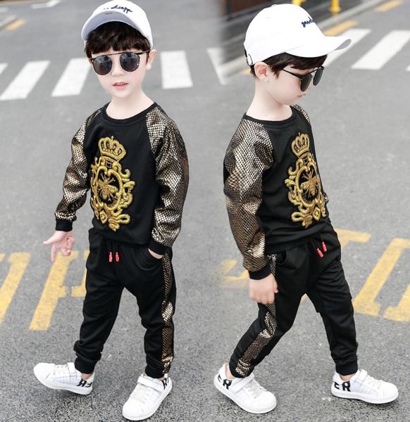 

childrens clothing toddler boy clothes 2020 new spring and autumn longsleeved round neck sports sweater pants clothes for boys4233388, White