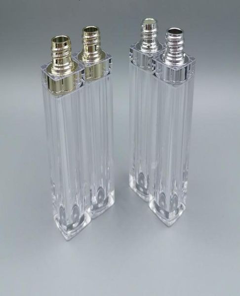 

100pcs 8ml acrylic refillable double wall square gold silver lip gloss tube empty lip balm oil bottle7393175