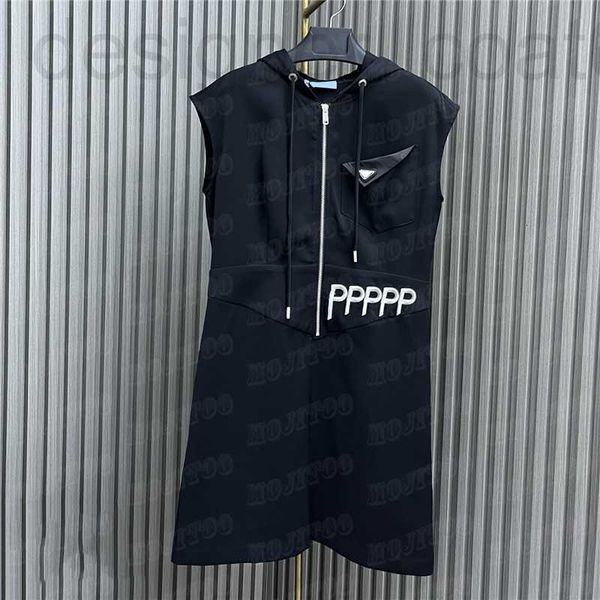 

plus size dresses designer embroidered letter vest women hooded skirts metal badge designer dress summer casual skirt for lady 7msy, Black