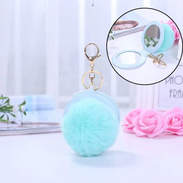 

designer new color cute bubble puff ball with mirror keychain keychain child women ring android keychain car bag santa keychain gift, Silver