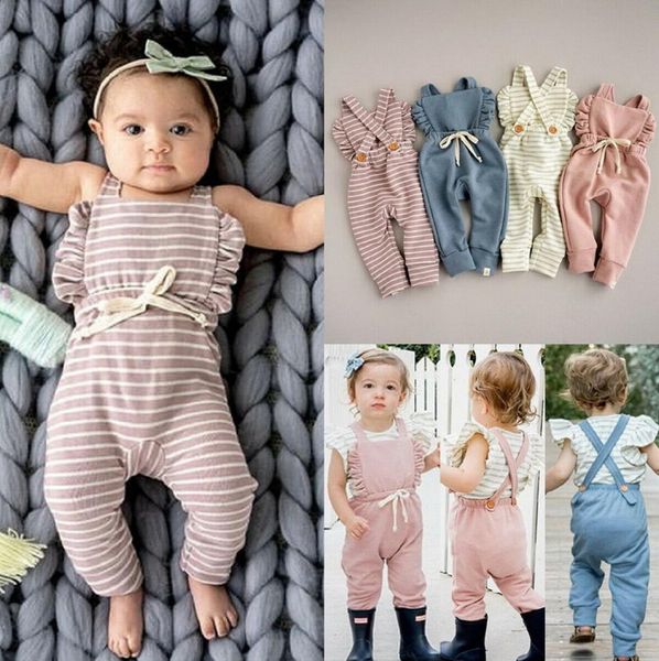 

2019 newborn baby girl boy romper backless stripe ruffle long sleelve overalls jumpsuit toddler clothing e192316493968, Blue