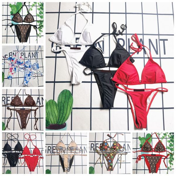 

womens luxury bikini summer designer black white string print letter swimwear tank bikinis beach casual swimming sets woman swimwears swims, White;black