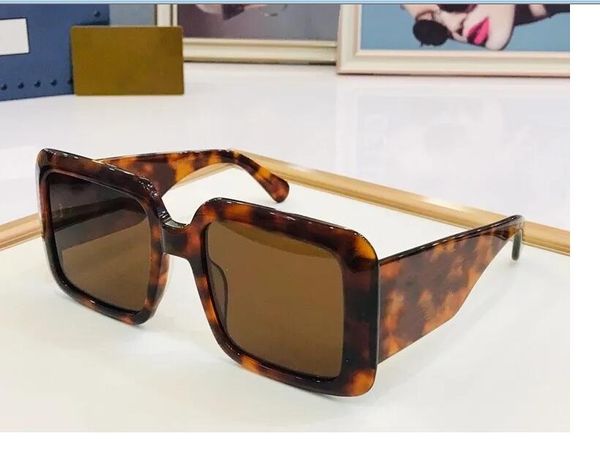 

2023 women men sunglasses black orange leopard print width plank full frame brown gradient color square glasses available with box, White;black