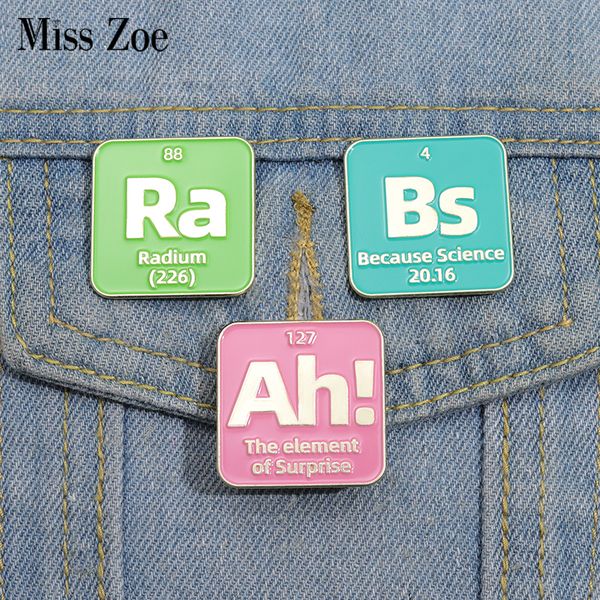 

chemical element enamel pins custom bs ra ah brooches lapel badges science great women scientist curie jewelry gift, Gray