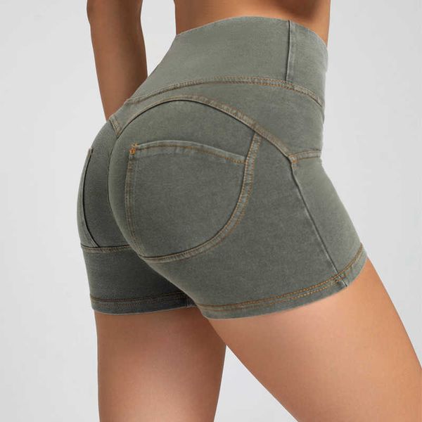 

new high waist peach hip fitness shorts women's tight and slim sports stretch yoga pants short peach pants, White;red