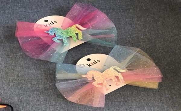 

unicorn hair clips rainbow girls barrettes cartoon animal hairpins large bows hairclips designer hair accessories dhw34353744882, Slivery;white